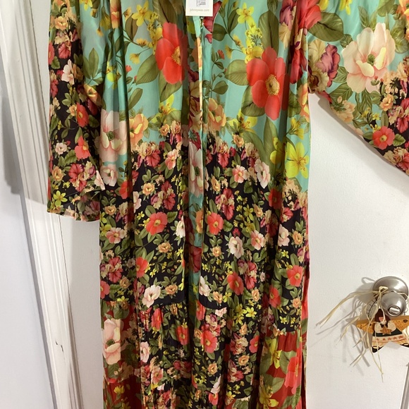 NWT JOHNNY WAS PLUS 3X  BURKE KIMONO  MAXI DRESS FLORAL TIRED MSRP 515.00 - Picture 8 of 14